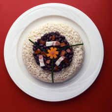Typical rice and beans or 'arroz con habichuelas'
